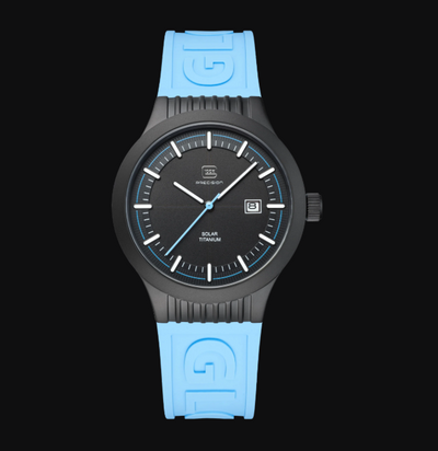 Mid-size Black Titanium Glock Watch with Black Dial and Blue Dial Accents