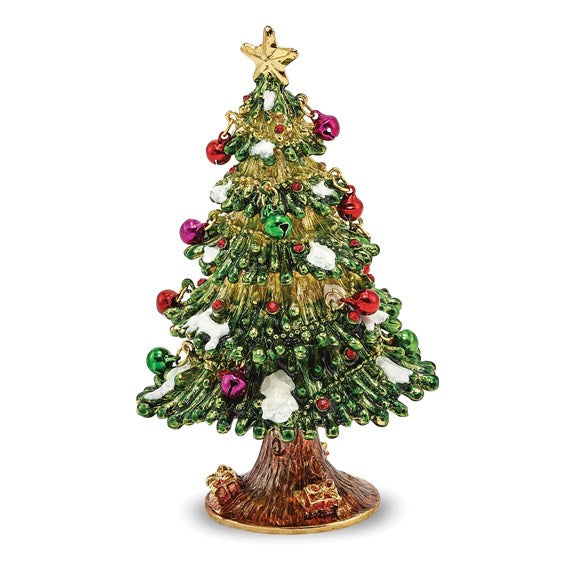 Luxury Giftware "DECK THE HALLS" Christmas Tree Trinket Box with Matching Necklace