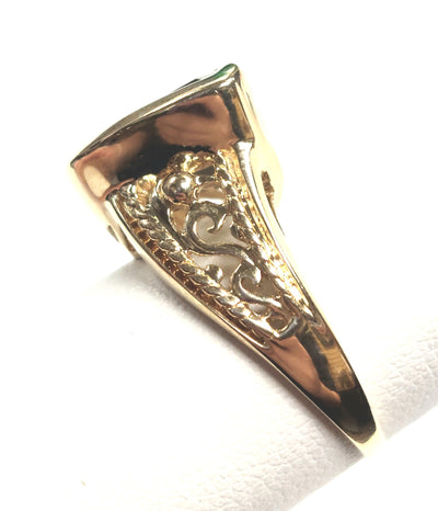 10KY 12mmTrillion-Cut Smoky Quartz Filigree Ring