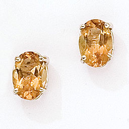 14KW Oval Citrine Earring Pair