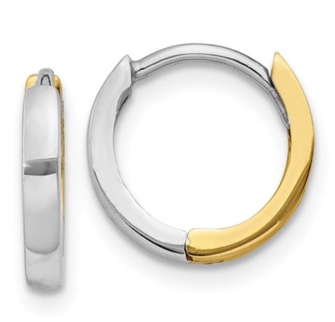 14k Two-Tone Hoop Earring Pair