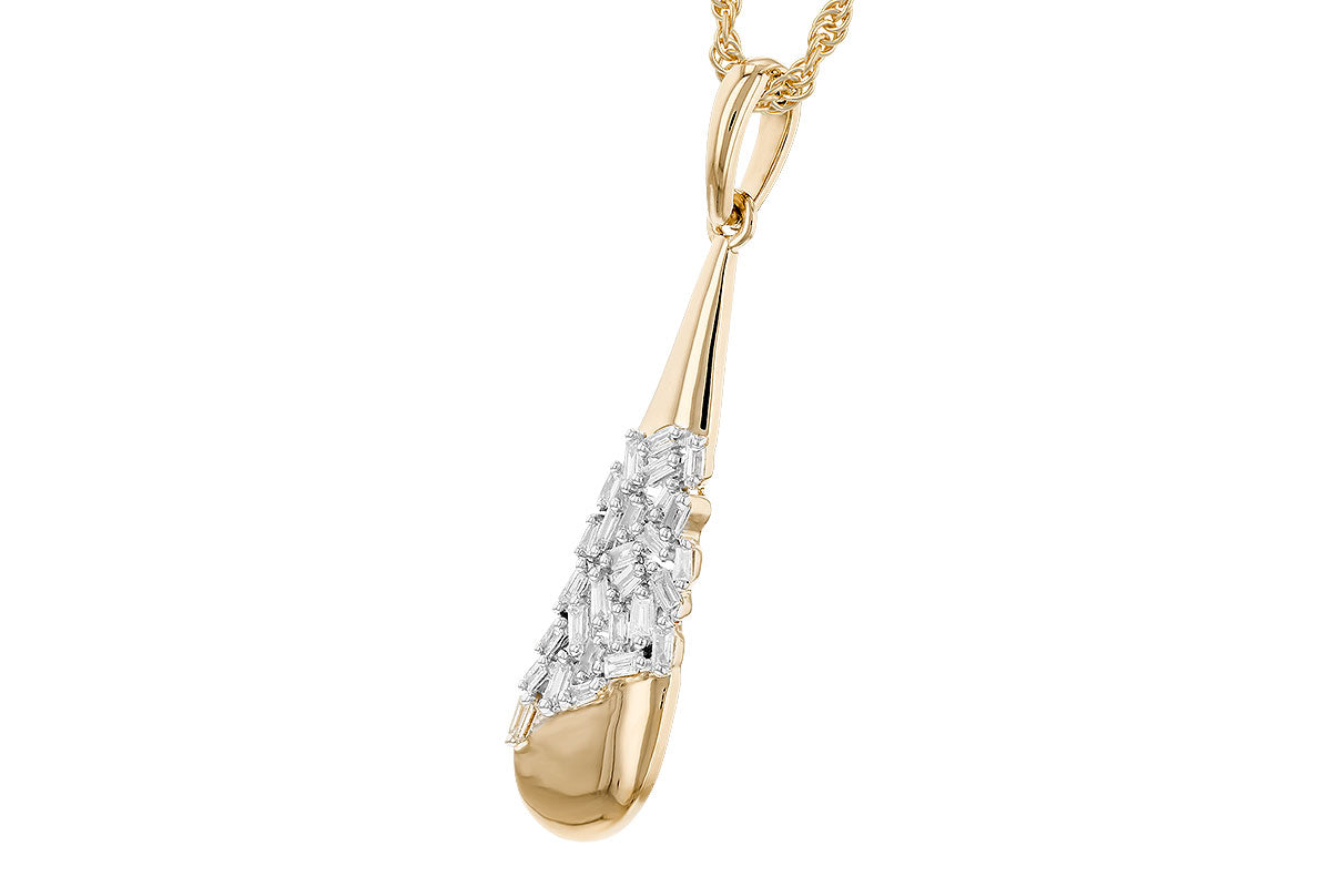 14KY Baguette Diamond Drop Necklace (18 inches)