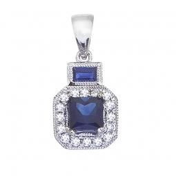 14KW Blue Sapphire & Diamond Pendant