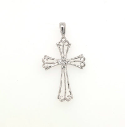 14KW Diamond Filigree Cross Pendant