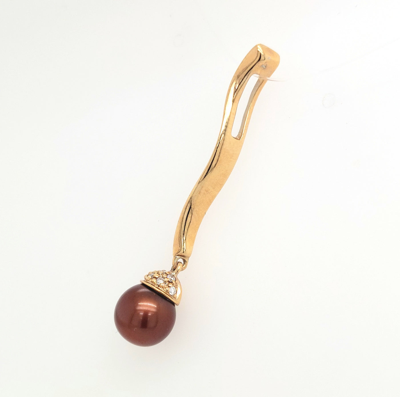 14KYG Dyed Chocolate Tahitian Pearl Pendant