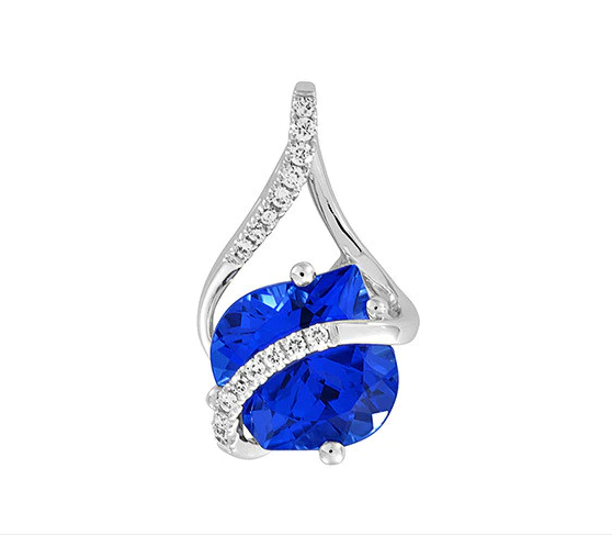 14KW Lab-Grown Blue Sapphire and Lab-Grown Diamond Pendant