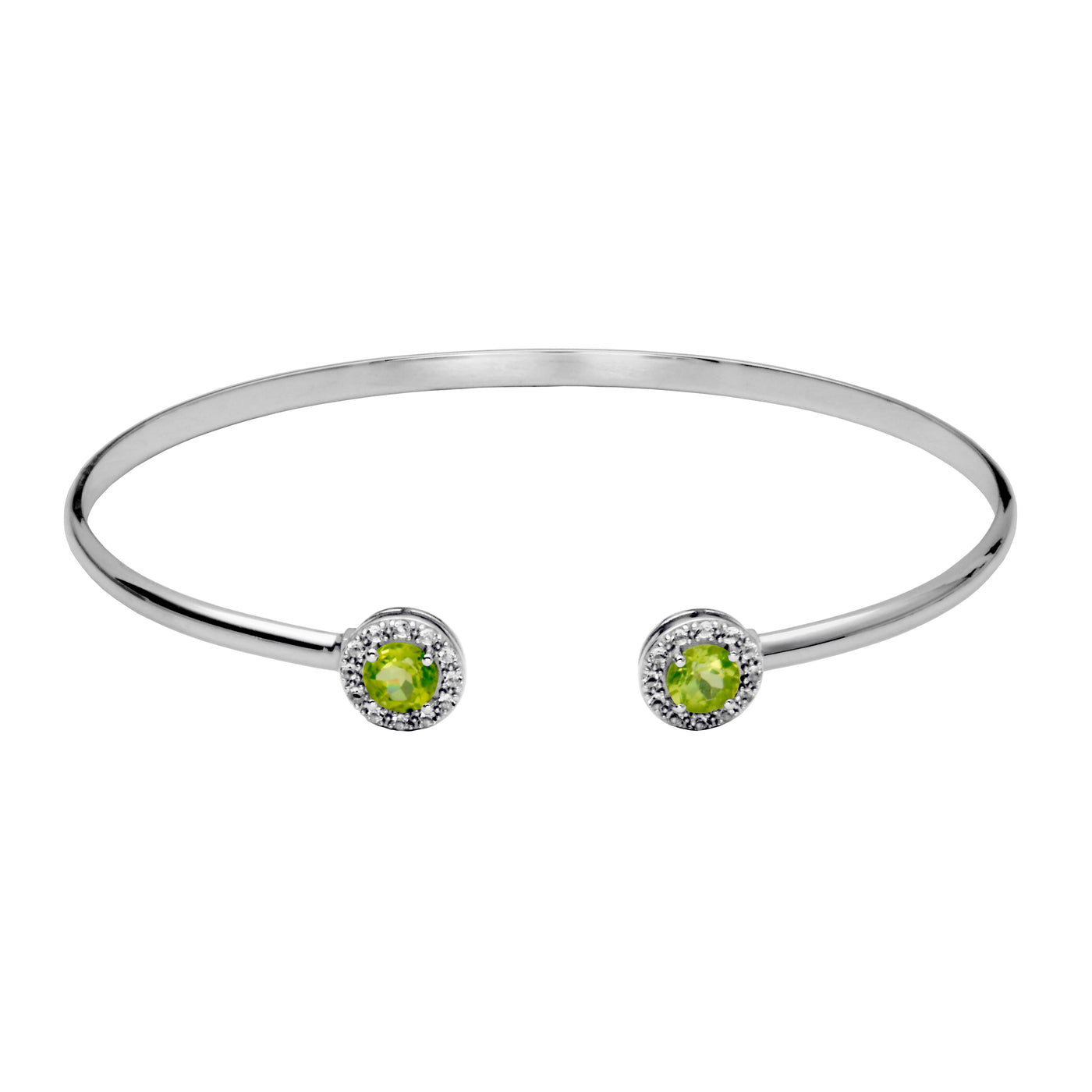 Sterling Silver Peridot & White Topaz "Dazzle"  Cuff Bracelet