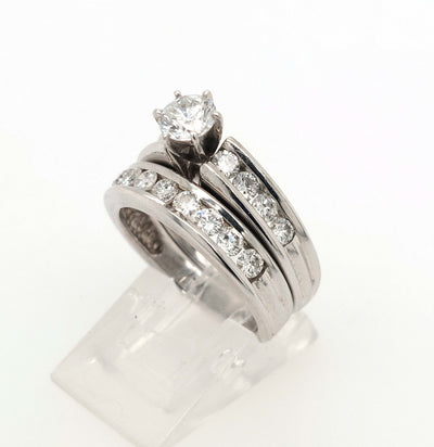 14K White Gold Channel-Set Diamond Wedding Set
