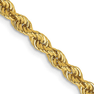 14K Yellow Gold 3mm Diamond-Cut Rope Chain 18in