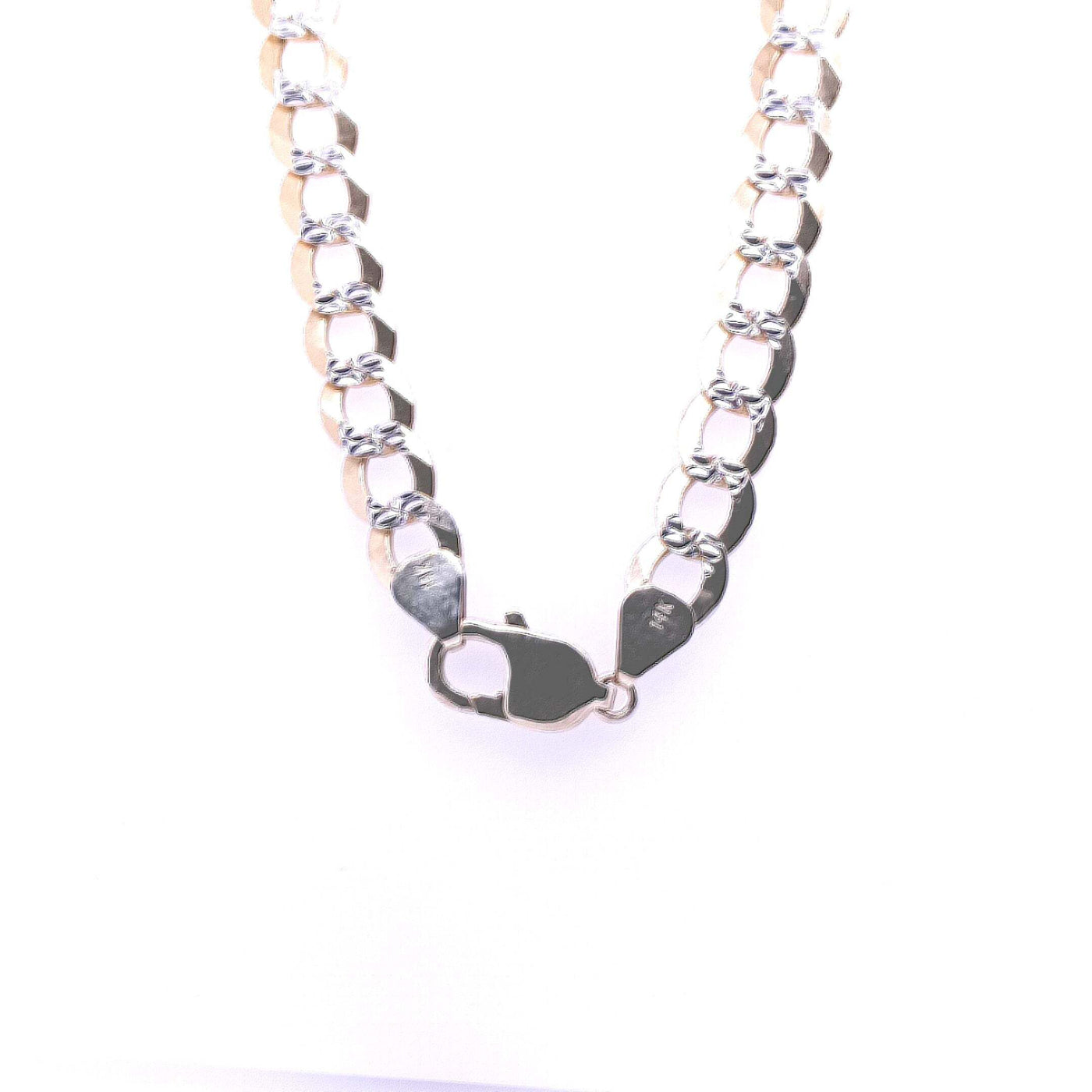 14K Two-Tone Gold 9.4mm Diamond-Cut Curb Link Chain