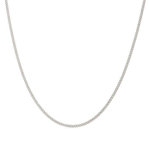 20in" Platinum Finish SS 1mm Curb Chain with End Caps and Spring Ring