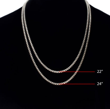 SS Black Rhodium Plated Satin Finish Box Chain, 22"