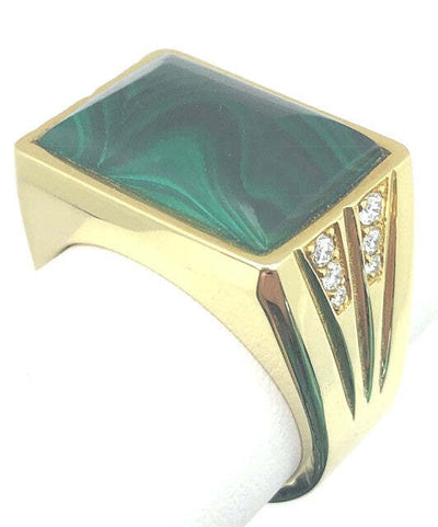 14K Yellow Gold Malachite Ring Size:10