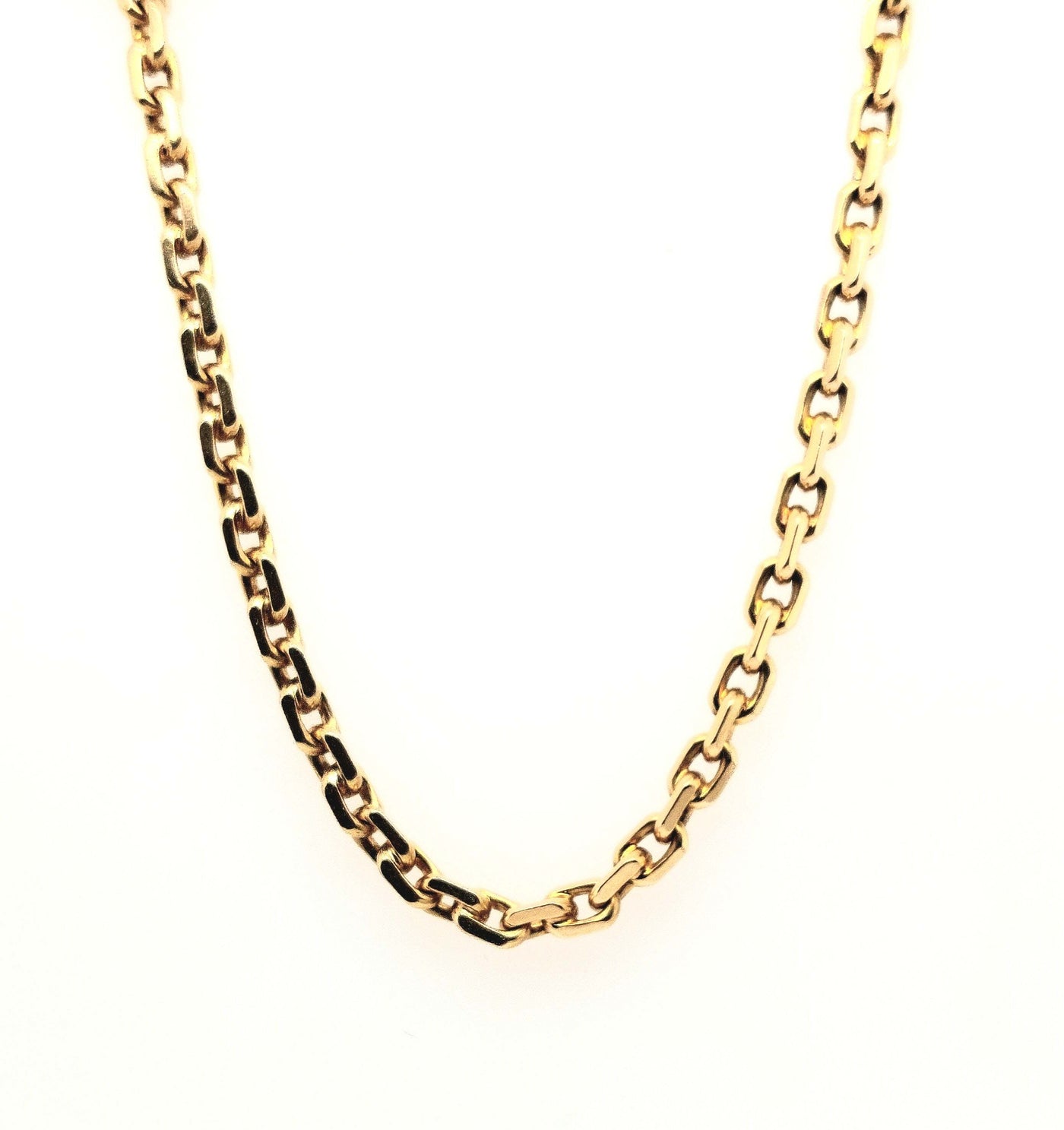 18K Yellow Gold Squared Cable Link Chain with Double Safety Lock Clasp
