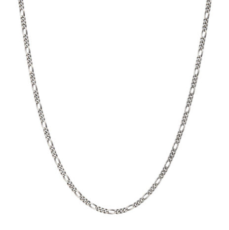 3.6mm SS Black Rhodium Plated Satin Finish Figaro Chain, 22"