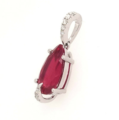 14K White Gold Chatham Ruby Pendant