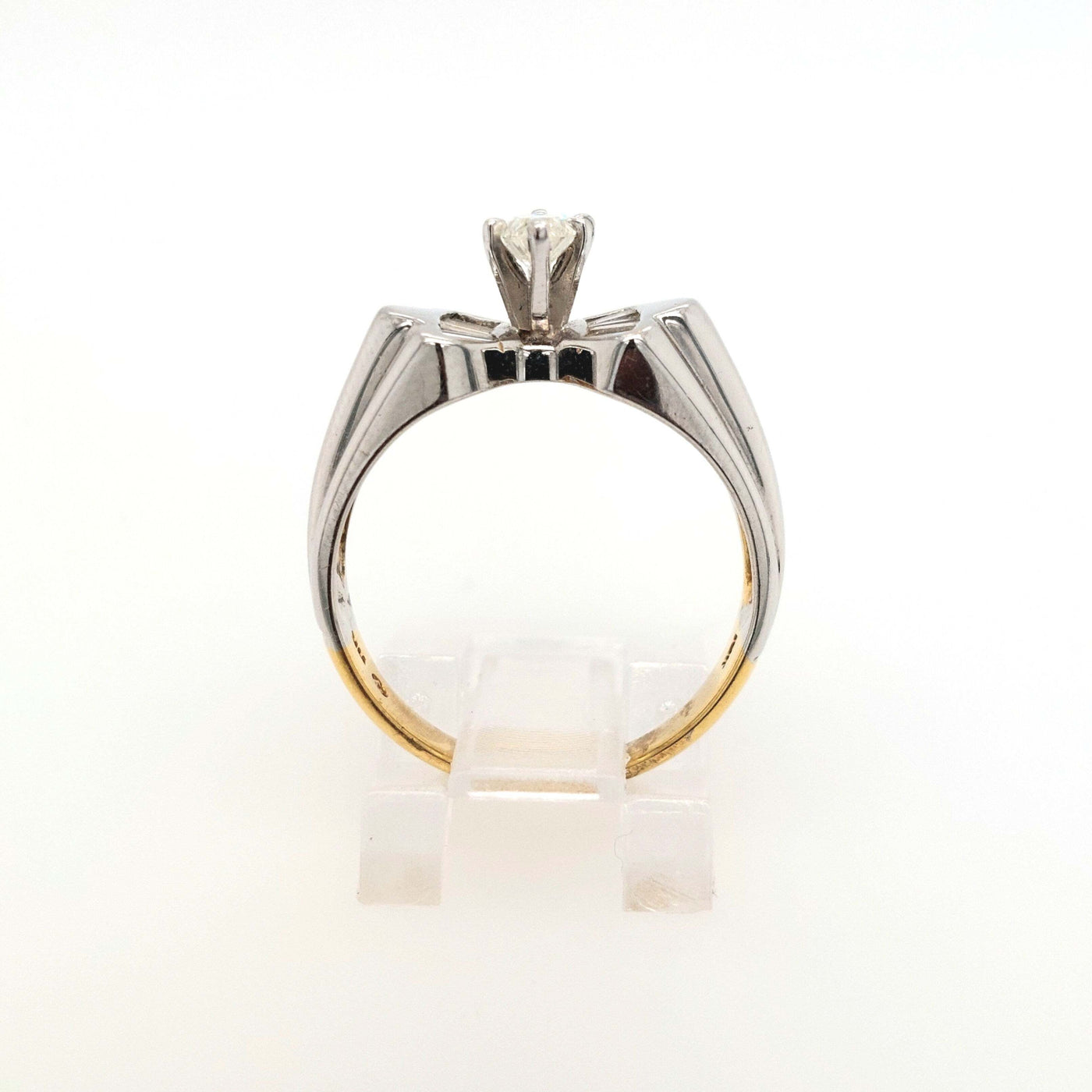 18K Two-Tone Gold Diamond Marquise Engagement Ring