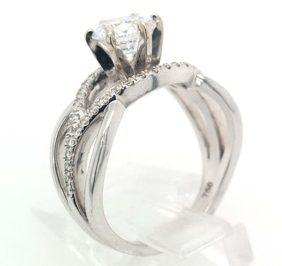 18K White Gold Twisted Split-Shank Diamond Semi-Mount Engagement Ring