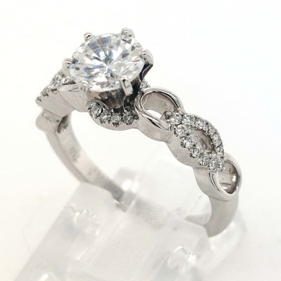 18K White GoldG  .19ctTW G-H/VS Diamond Semi Mount Ring w/CZ center