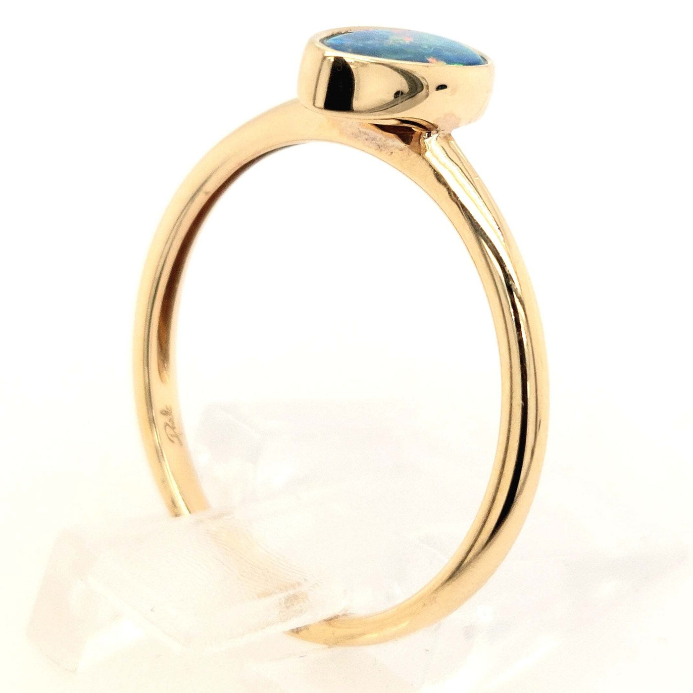 14K Yellow Gold Australian Opal Doublet Ring
