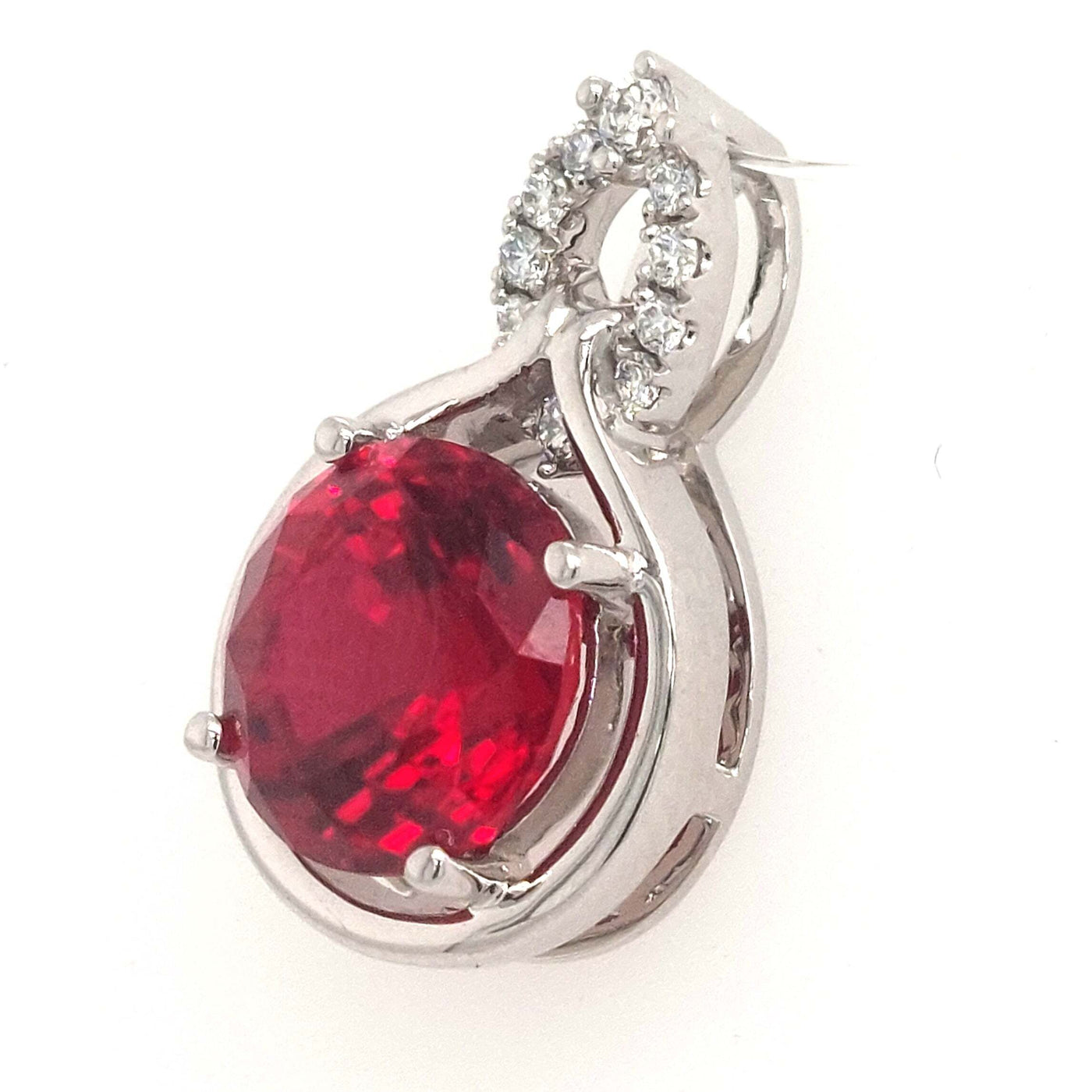 14K White Gold Chatham Ruby Pendant