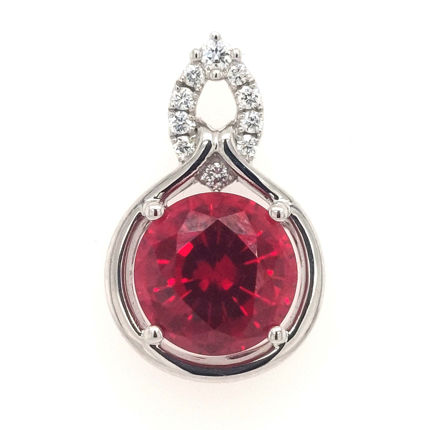 14K White Gold Chatham Ruby Pendant