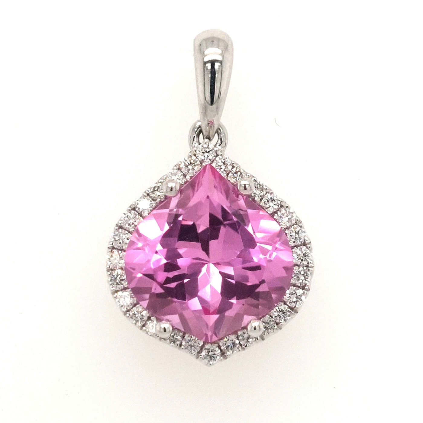 14K White Gold Chatham Pink Sapphire Pendant