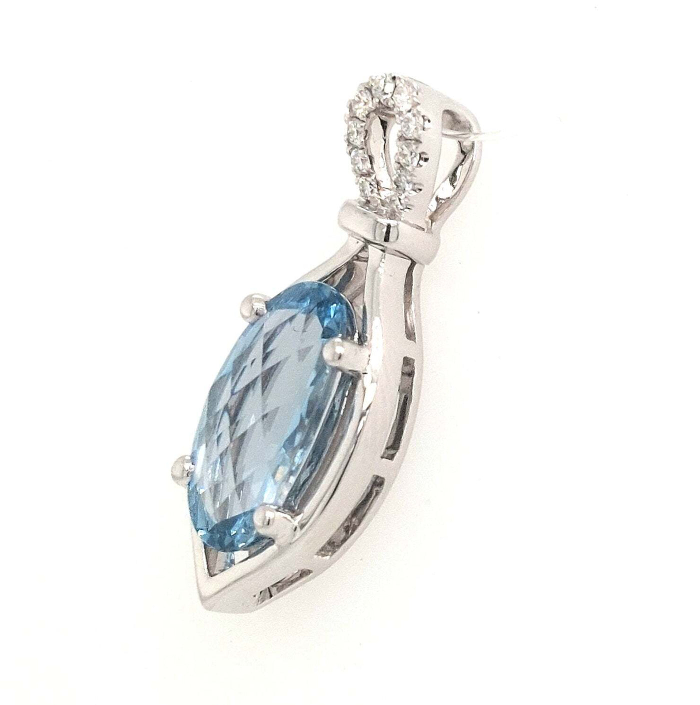 14K White Gold Chatham Aqua Spinel Pendant