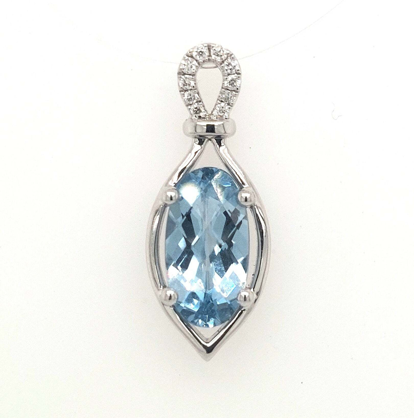 14K White Gold Chatham Aqua Spinel Pendant