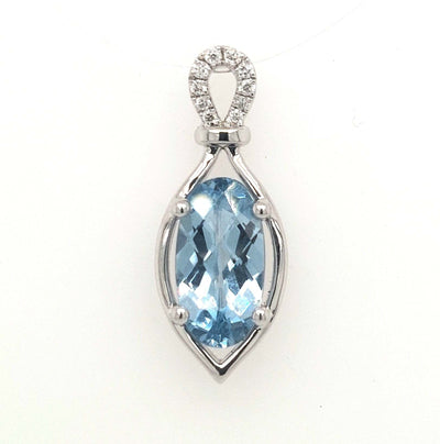 14K White Gold Chatham Aqua Spinel Pendant