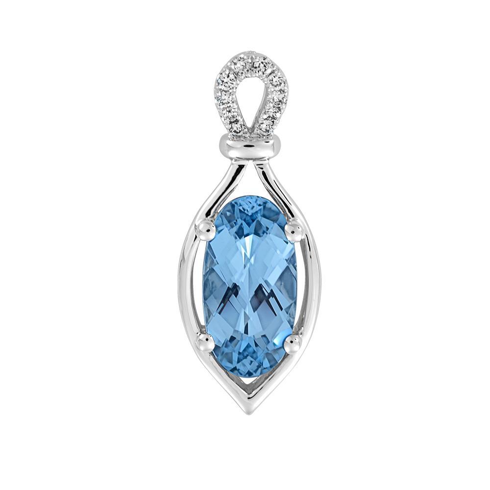 14K White Gold Chatham Aqua Spinel Pendant