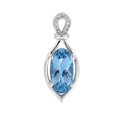 14K White Gold Chatham Aqua Spinel Pendant