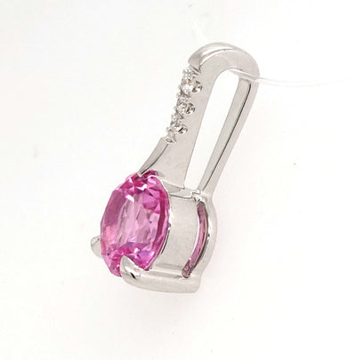 14K White Gold Chatham Pink Sapphire Pendant