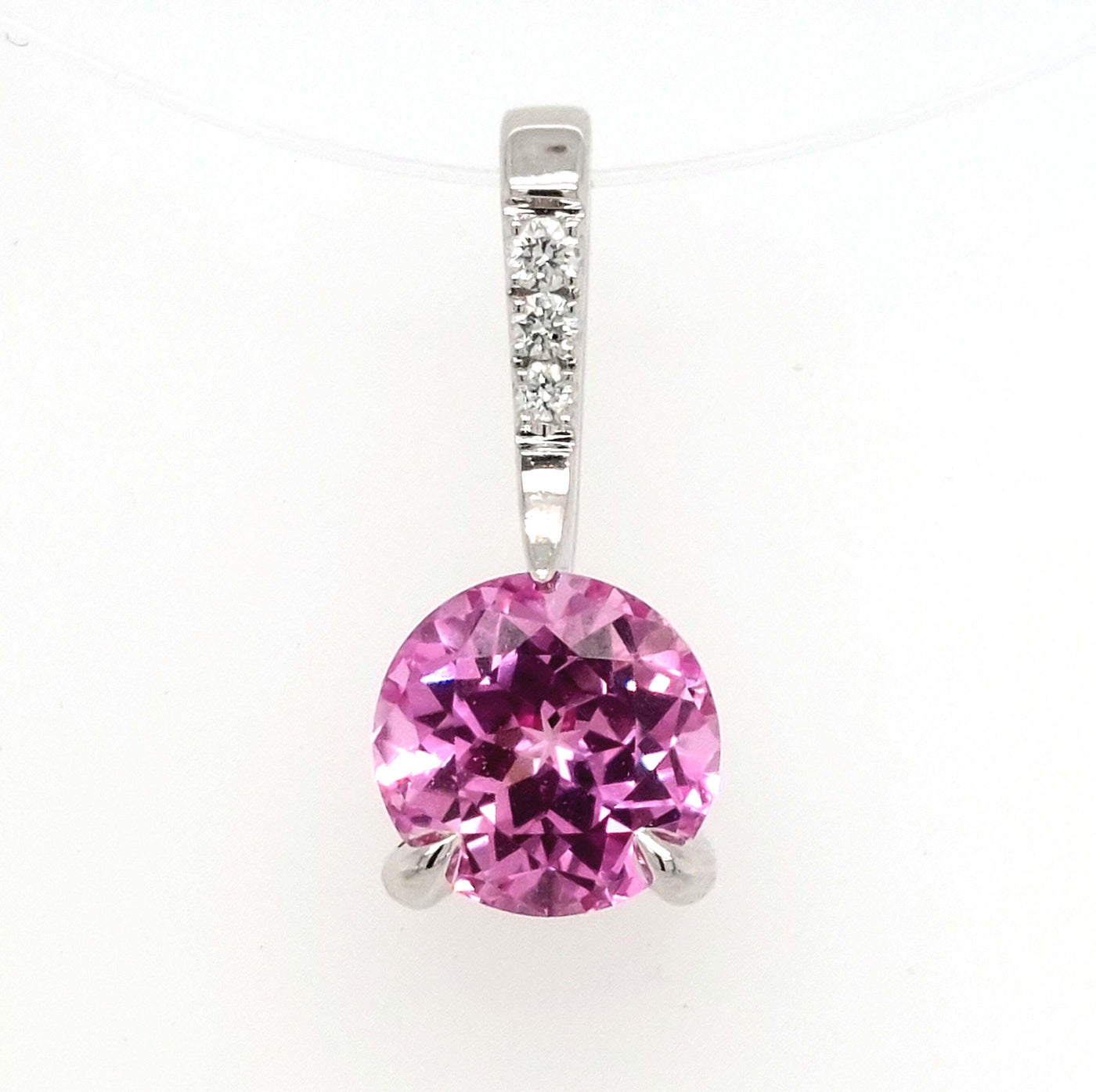 14K White Gold Chatham Pink Sapphire Pendant