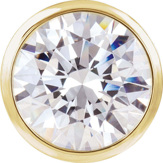 14K Yellow Gold Round Bezel-Set Diamond Pendant 0.36ct
