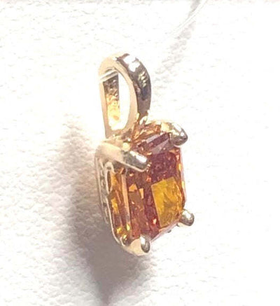 14K Yellow Gold Solitaire Radiant-Cut Tangerine Diamond Pendant 0.80ct