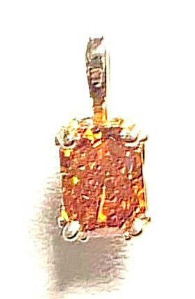 14K Yellow Gold Solitaire Radiant-Cut Tangerine Diamond Pendant 0.80ct