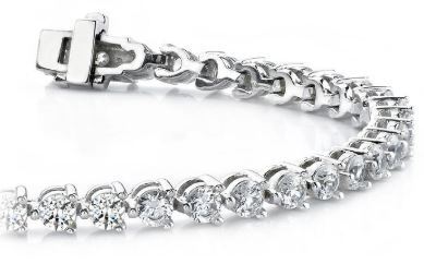 14K White Gold Three-Prong Diamond Tennis Bracelet 3.90ctTW