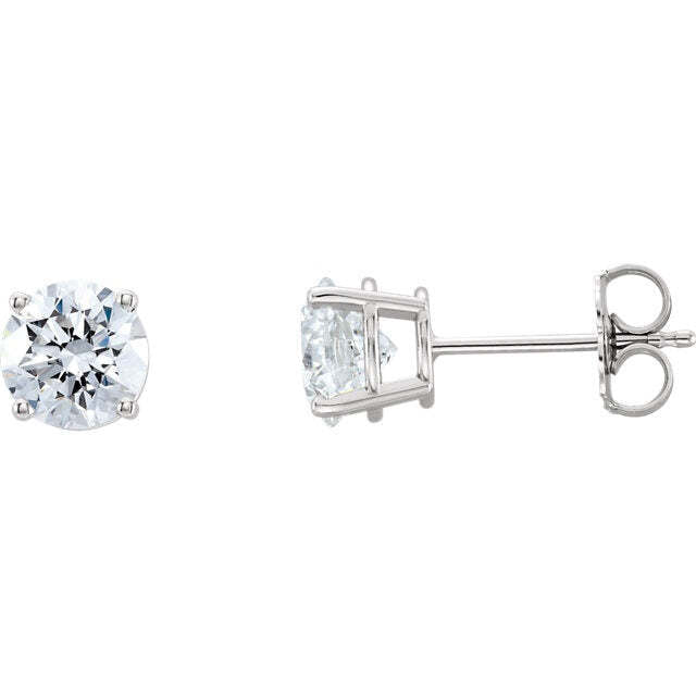 14K White Gold RBC Diamond Stud Earring Pair 0.30ctTW