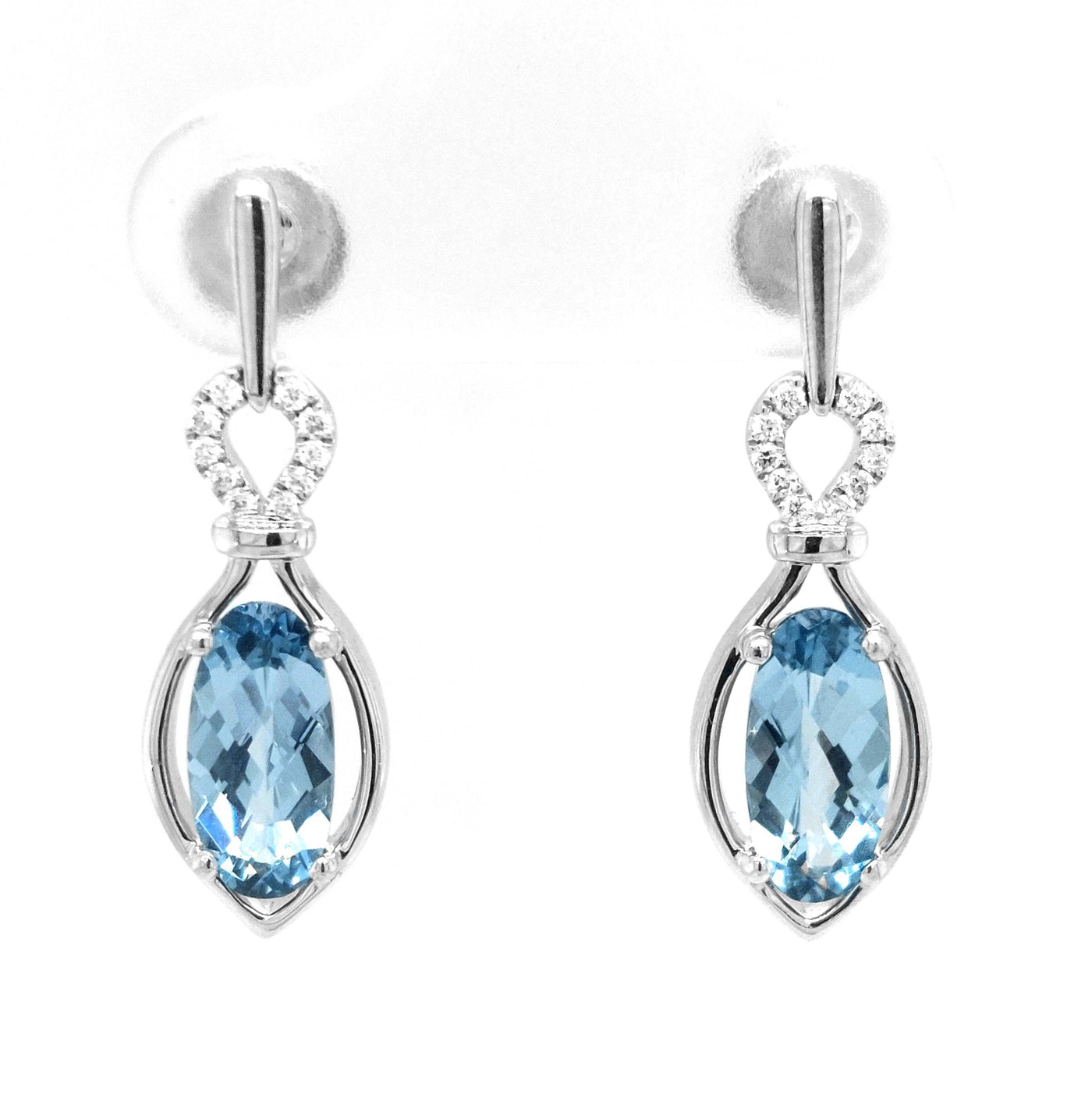 14KW Chatham Aqua Spinel Earring Pair