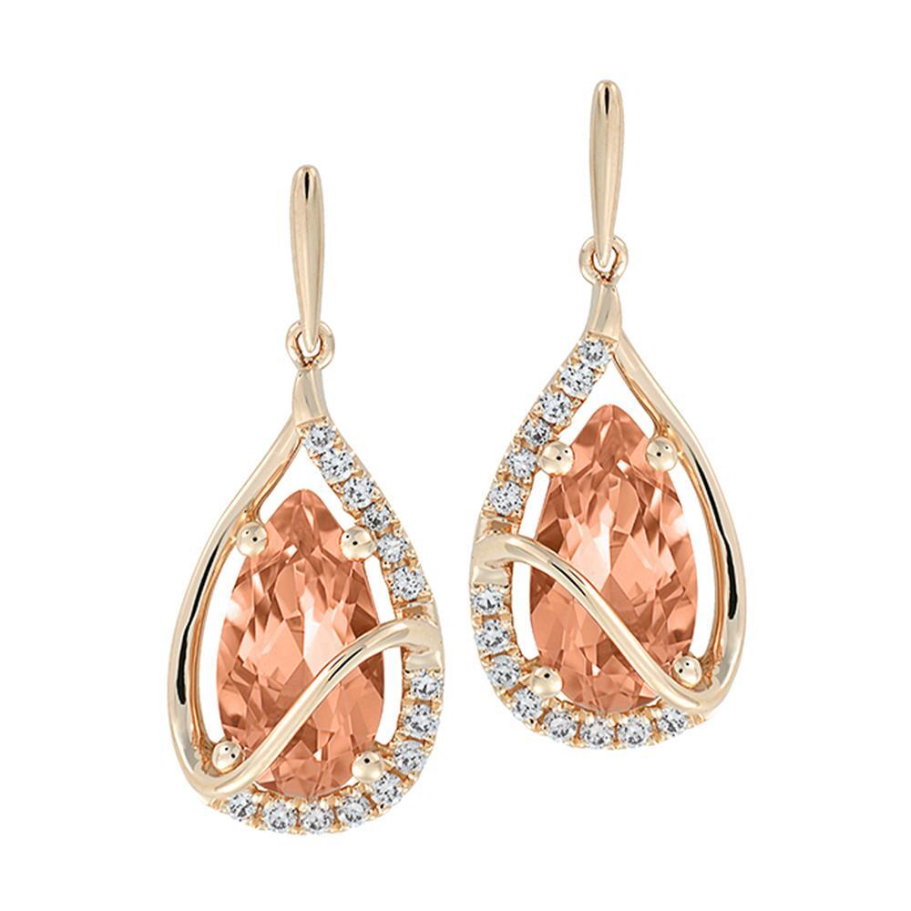 14K Rose Gold Chatham Champagne Sapphire Earring Pair