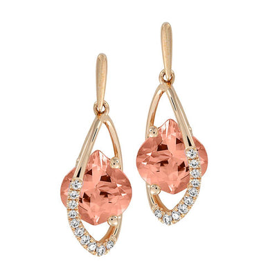 14K Rose Gold Chatham Champagne Sapphire Earring Pair