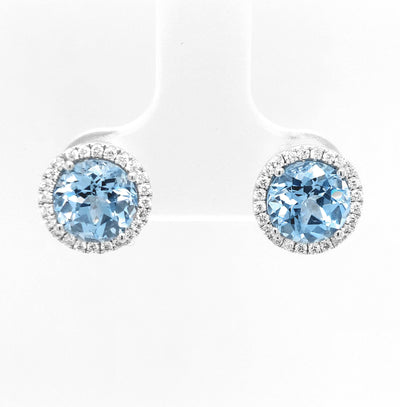 14KW Chatham Aqua Spinel Earring Pair