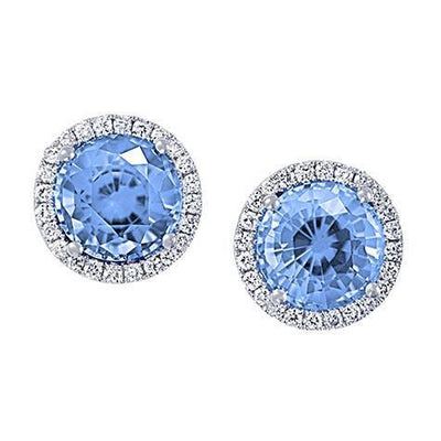 14KW Chatham Aqua Spinel Earring Pair