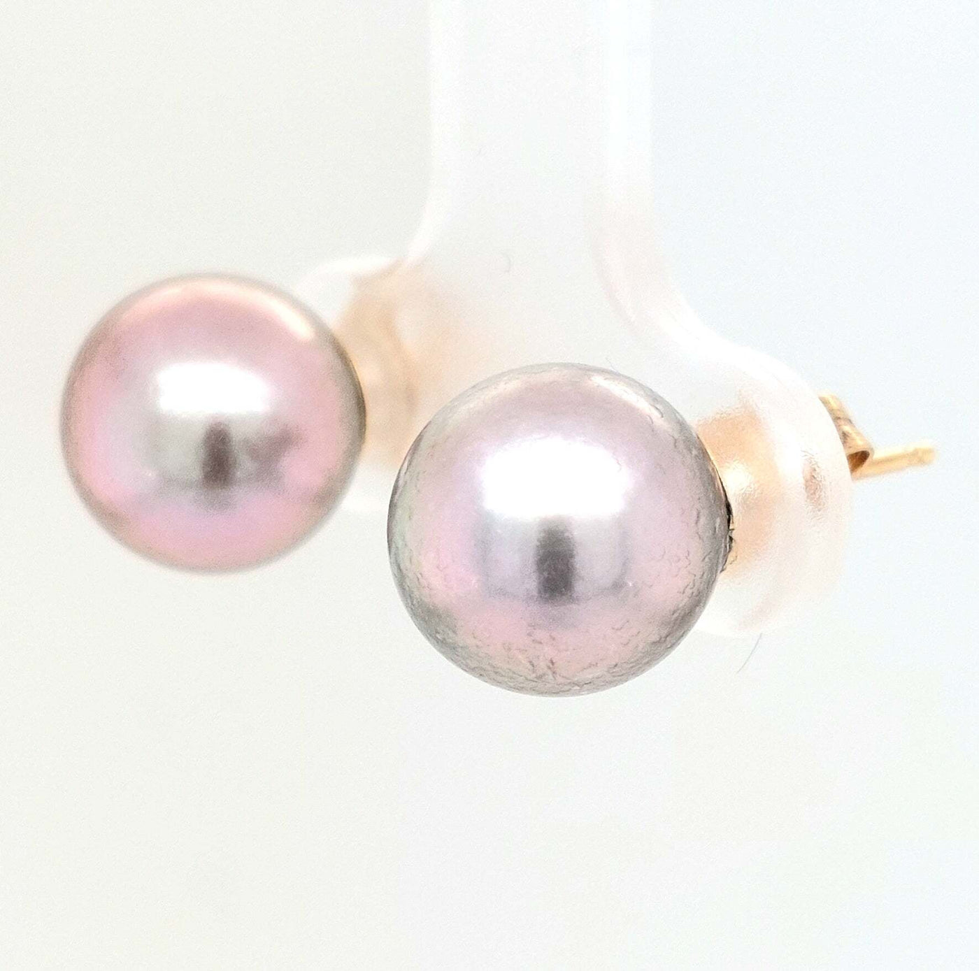 14K Yellow Gold Black Pearl Earring Pair