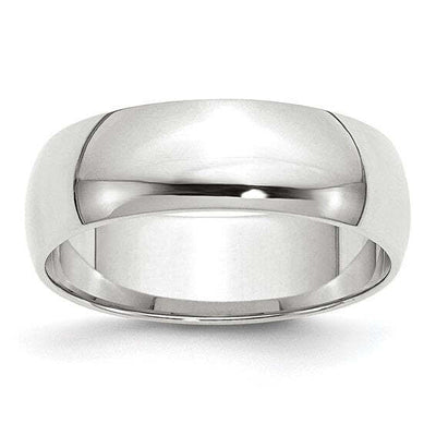 14k White Gold 65mm Lightweight Half Round Wedding Band