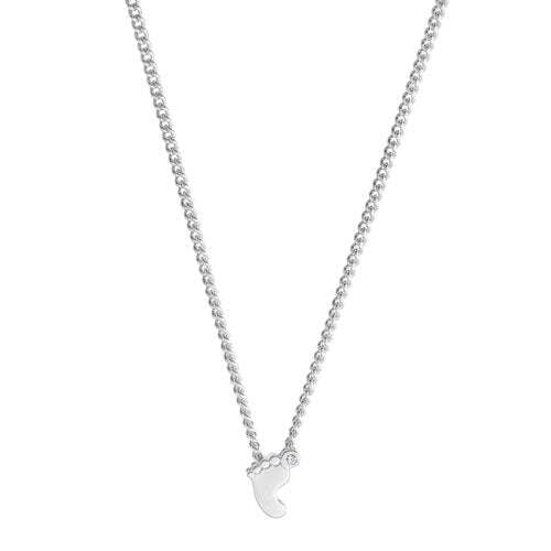 Platinum Finish SS Baby Footprint Pendant on 18" Chain
