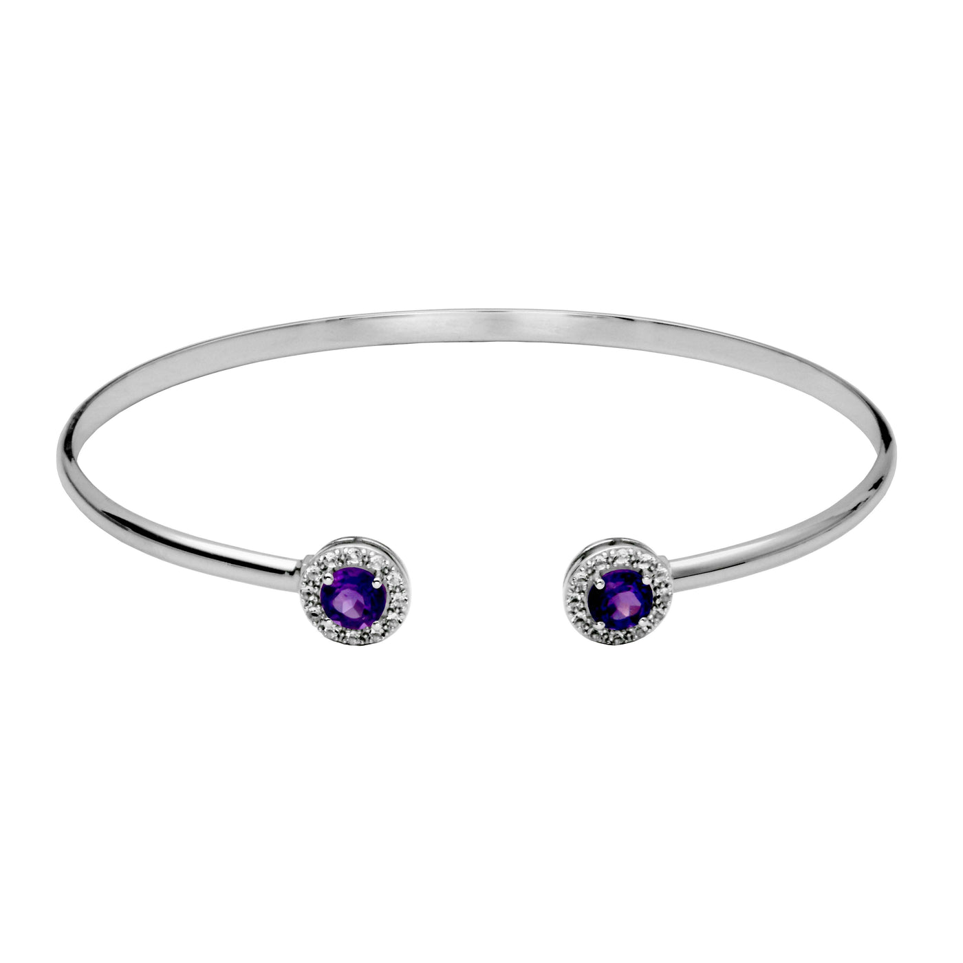 SS African Amethyst & White Topaz "Dazzle" Cuff Bracelet