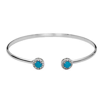 SS Sleepy Beauty Turquoise & White Topaz "Dazzle" Cuff Bracelet