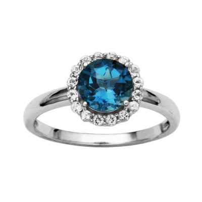 SS London Blue Topaz & White Topaz Ring
